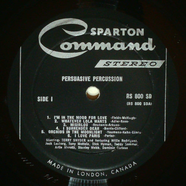 Terry Snyder And The All Stars Persuasive Percussion vinyl LP Unity