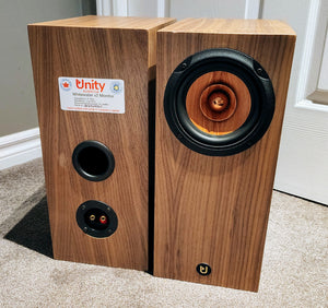 Whitewater v2 Monitor Speakers, book matched walnut