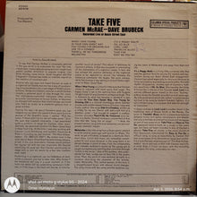 Carmen McRae With Dave Brubeck – Take Five (Recorded Live At Basin Street East) LP