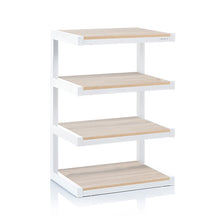Norstone ESSE HIFI audio stand, white frame with oak shelves