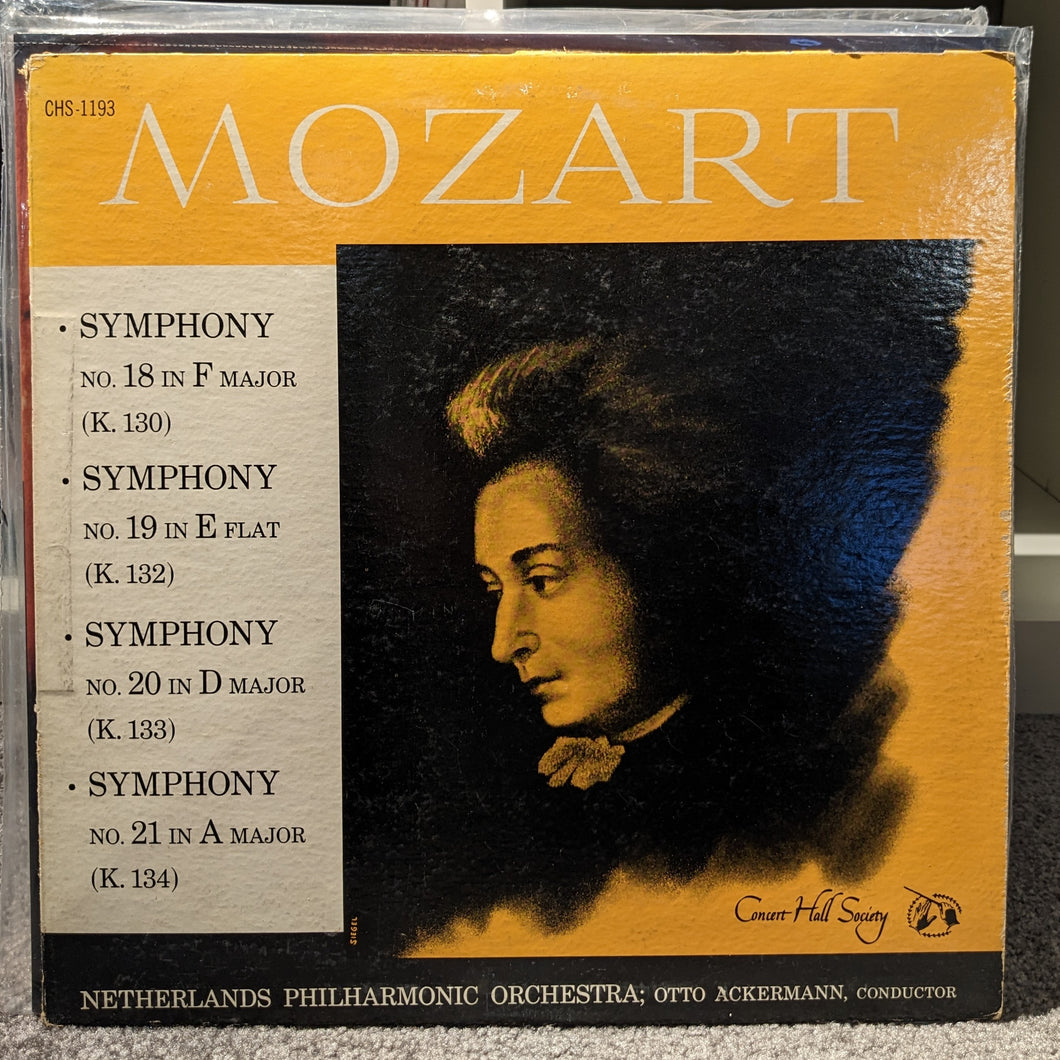 Mozart, Netherlands Philharmonic Orchestra Otto Ackermann ‎– Mozart Symphonies 18, 19, 20, 21 LP (Concert Hall))