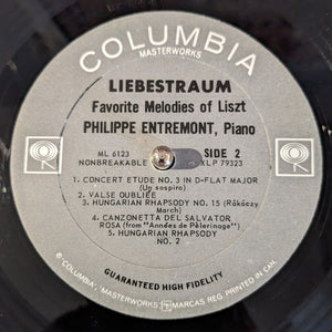 Philippe Entremont ‎– Favorite Melodies Of Liszt: Liebestraum LP (Columbia)